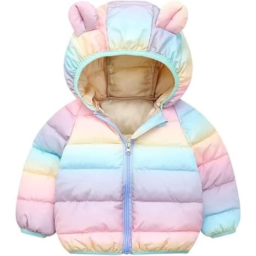 Toddler Winter Coats Puffer Padded Jacket Baby Boys Girls Bear Hoods Down Jacket Light Weight Infant Outerwear