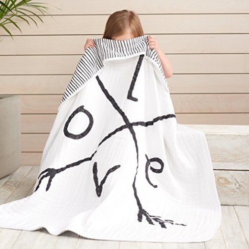 aden + anais Dream Blanket, 100% Cotton Muslin, 4 Layer lightweight and breathable, Large 47 X 47 inch, Lovestruck
