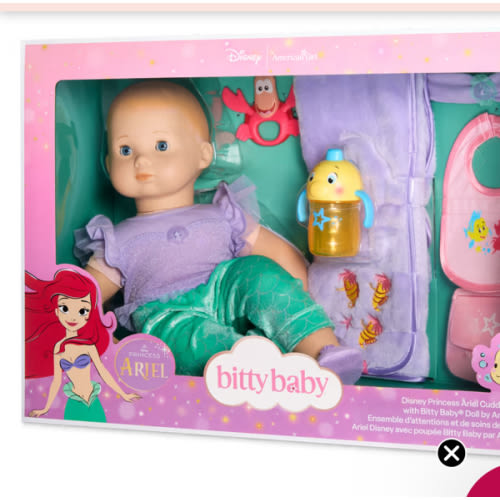 Disney Princess Ariel Cuddle & Care Set with Bitty Baby® Doll by American Girl®
