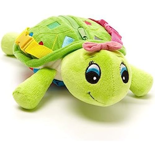 Buckle Toys Belle Turtle Stuffed Animal Montessori Toys for Toddlers 1-3 Sensory Toys to Develop Fine Motor Skills and Learn Shapes and Colors, Travel Essentials for Kids, Includes Storage Pocket