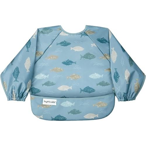 Tiny Twinkle Long Sleeve Bib for Babies & Toddlers | Waterproof Smock Bib for Eating | Machine Washable & Mess-Proof Feeding Essentials | Newborn Shower Gift (Gone Fishing, 6–24M)