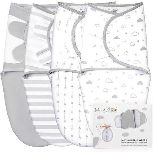 Mama Cheetah Baby Swaddle Sack 3-6 Month, Organic Cotton Swaddle Sleep Sack, Infant Swaddle Blanket Wrap for Large Babies, Baby Essentials, Easy Swaddles for Boy Girl, 4-Pack