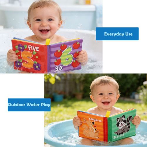 Joyfy 12 Pcs Baby Bath Toys, Waterproof Soft Cloth Books for Baby Multi-Age, Infant Early Education First Toys for Toddlers Kids Birthday Gifts