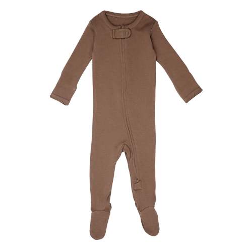 Organic Zipper Footie in Latte