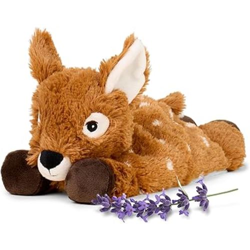 warmies Microwavable & Weighted Stuffed Animals, Laying Down Deer - Heated Stuffed Animal Plushie for Warmth & Comfort - Cute Soft Plush Toys for Adults & Children (Boys, Girls, Babies & Toddlers)