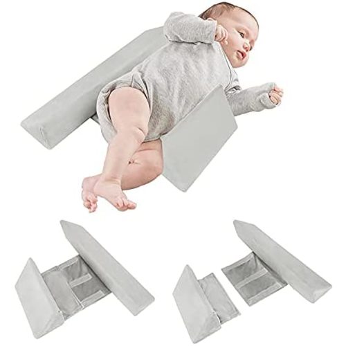 Anti Roll Pillow for Baby, Adjustable Baby Wedge Pillow for Newborn, Washable and Removable, Cotton Infant Sleep Pillow, Baby Anti Roll Pillow for 0~3 Years Old (Grey)