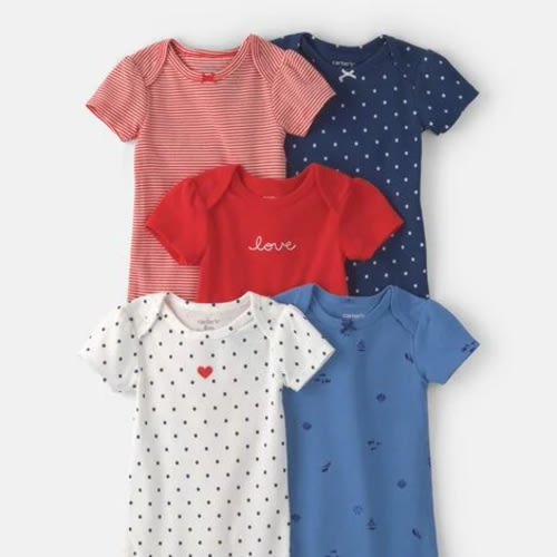 Baby Girl 5-Pack Beach Multipack Bodysuits - Red/White/Blue | Carter's