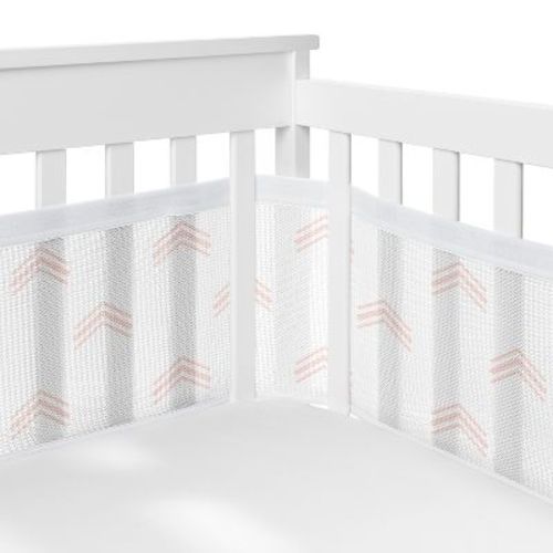 Sweet Jojo Designs Girl BreathableBaby Breathable Mesh Crib Liner Boho Fringe Blush Pink and White