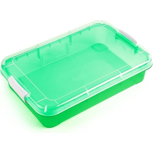 15Inch Portable Sensory Bin Play Tray with Lid, Fill with Water, Sand, Beads and More (Green)