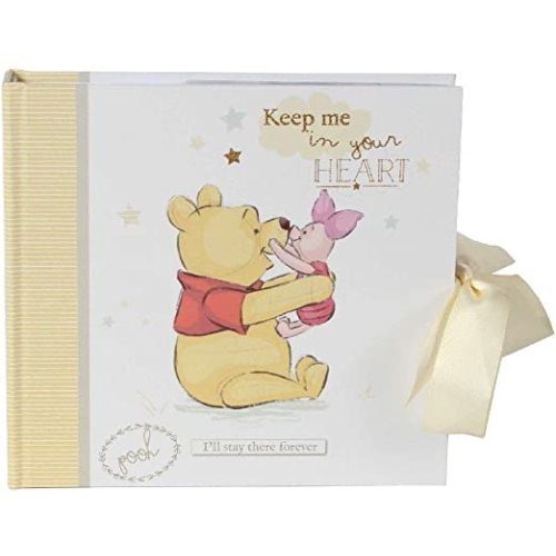 Happy Homewares Winnie The Pooh and Piglet Photo Album with Cream Ribbon - 50 Pictures - Officially Licensed