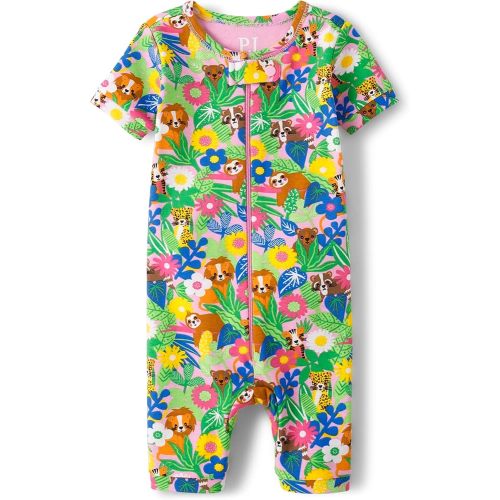 The Children's Place baby-girls And Toddler Snug Fit 100% Cotton Short Sleeve Top and Pants 2 Piece Pajama Set