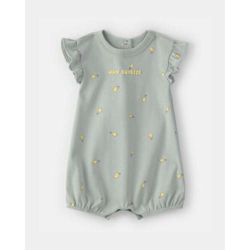 Baby Girl 'Main Squeeze' Lemon Short-Sleeve Romper - Green | Carter's