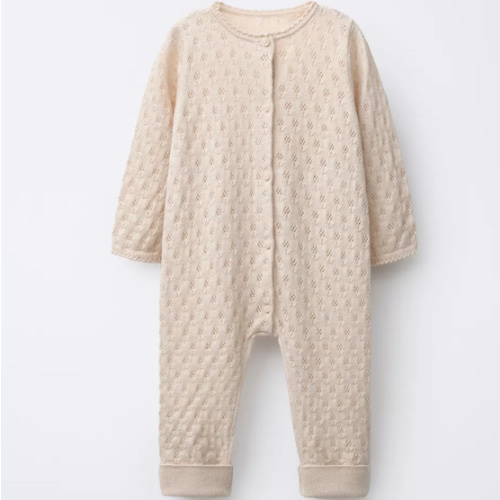 CONVERTIBLE COTTON, SILK AND CASHMERE TEXTURED KNIT JUMPSUIT WITH FOOT - Cream | ZARA United States