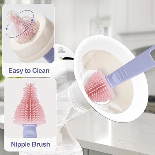 Breast Pump Cleaning Brush Kit, BPA Free Bottle Nipple Straw Cleaner Set for Haakaa Momcozy Lansinoh Willow Breast Pump Wipes