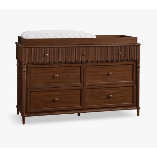 Chris Loves Julia 7-Drawer Scallop Dresser & Topper Set (56w x 19d")