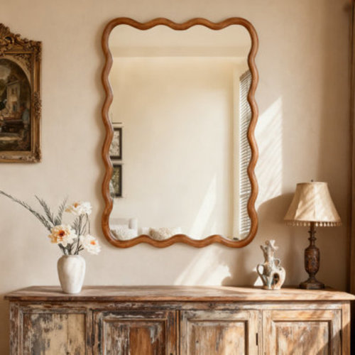 Wrought Studio™ Bohemian Rectangle Wood Framed Decorative Wall Mirror | Wayfair