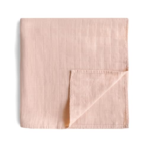 mushie Muslin Baby Swaddle Blanket | 100% Organic Cotton (Blush)