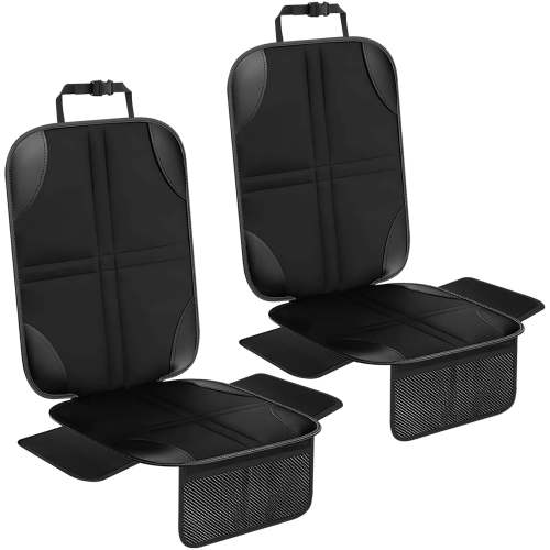 XUEYU Car Seat Protector, 2-Pack with Thick Padding and Mesh Pockets, Durable Waterproof Fabric with Non-Slip Backing, Universal Seat Cover Mat for Child Seats and Pets