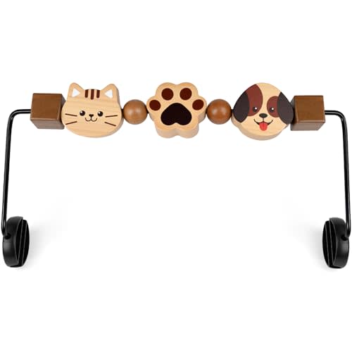 Toy Bar for Baby Bjorn Bouncer - Durable Wooden Sensory Toy Attachment with 360° Rotating Toys, Easy to Install & Remove, Natural Wood Color for Baby Bouncer Bliss & Soft Models