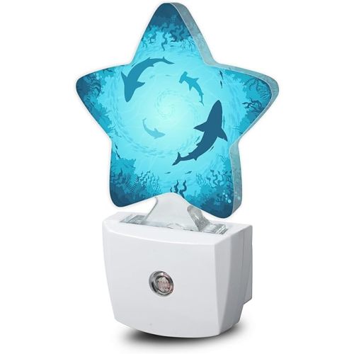 Sharks Vortex Under The Sea Night Lights Plug in Wall Lamp Smart Dusk to Dawn Sensor for Home Decorative,Kids Room Bedroom Bathroom Kitchen Hallway Gifts