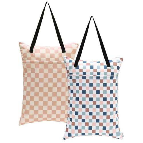 ALVA ALVABABY 2 Pack Large Wet Dry Bag Waterproof Hanging Cloth Diaper with Double Zippered Pockets 25x18 inches 2HL02