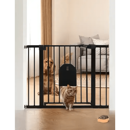 CatPrivilege A7 | Adjustable Safety Gate with Lockable Pet Door