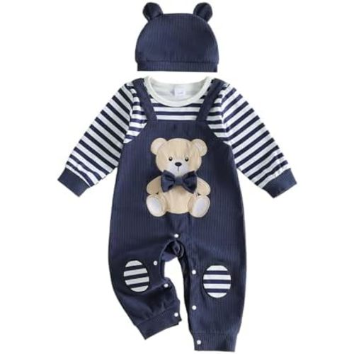 Rtnnsbbfcm Infant Baby Boy Clothes Fake Two Piece Romper Jumpsuit Outfits