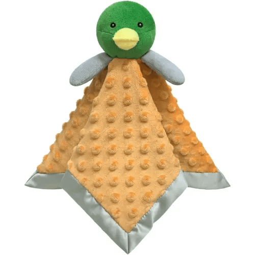 Baby Soft Mallard Duck Stuffed Animal Security Blanket, Green Duck Plush Character Lovey Blanket, Baby Shower/Nursery Gift, Newborn Infant Toddler Snuggle Blankie for Boys Girls, 14 Inches