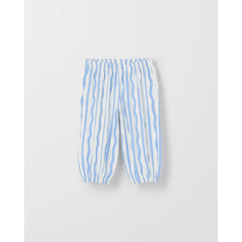 Baby Organic Cotton Jersey Balloon Pants - Blue / Stripe