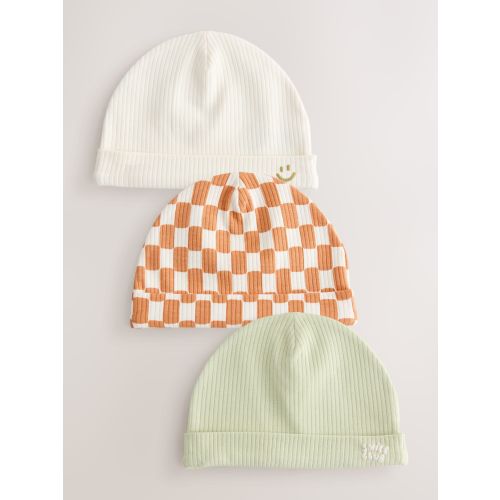 Green/Orange Baby Beanies 3 Pack (0-18mths)