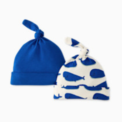 Hanna Andersson Baby Organic Cotton Top Knot Hat (2 Pack) - Whales, Newborn