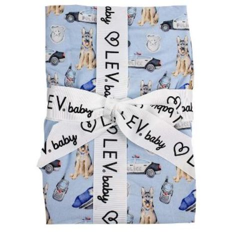 Lev Baby Buttery Soft Viscose from Bamboo Swaddle Blanket – Police Print Blue – 44x44 inches