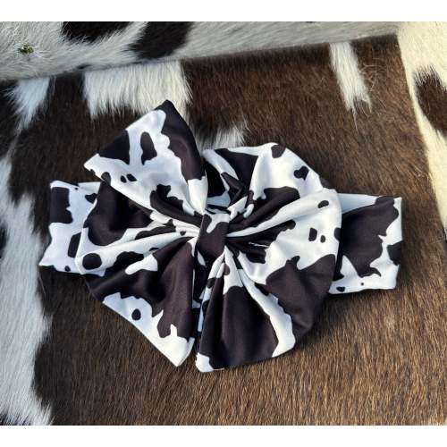 Black and white cowprint baby bow
