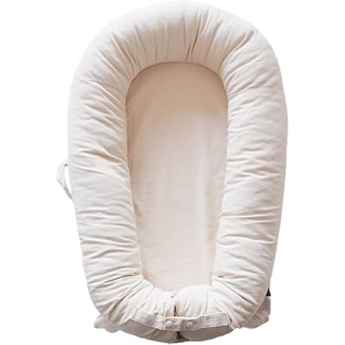 Deluxe Infant Lounger, Baby Nest Cover for Baby Girls & Boys, Newborn Essentials for Baby 0-12 Months, 100% Cotton(CreamyWhite)