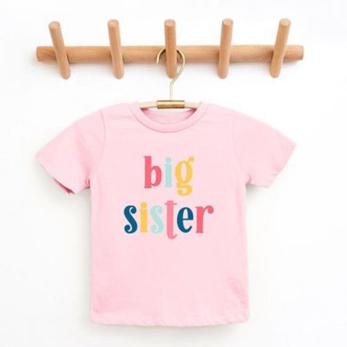 The Juniper Shop Big Sister Colorful Toddler Short Sleeve Tee - 3T - Pink