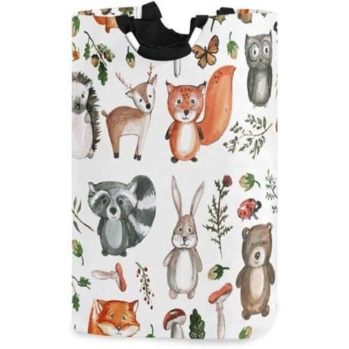 senya Large Laundry Basket Shopping Foldable Clothes Bag Collapsible Fabric Laundry Hamper Folding Washing Bin (Woodland Animal)