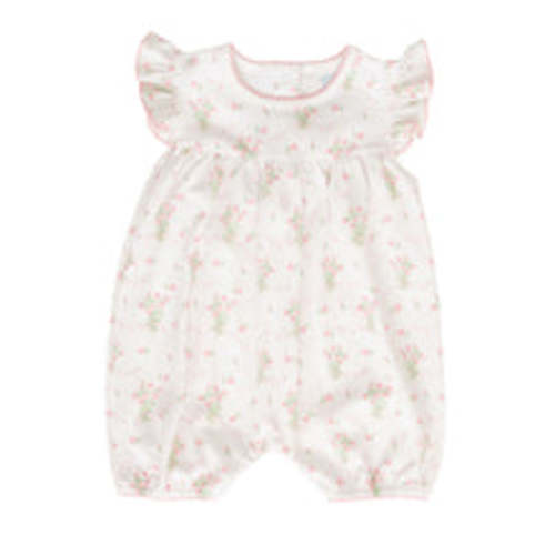 Pink Posies | Flutter Sleeve Bubble – Baby Dunn