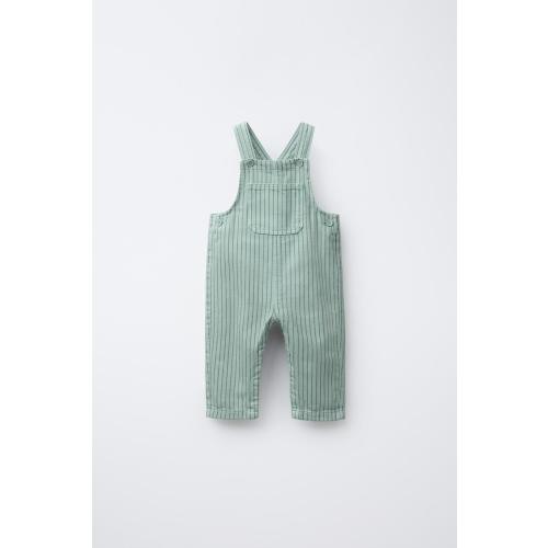 STRIPED TWILL OVERALLS - Sea green | ZARA United States