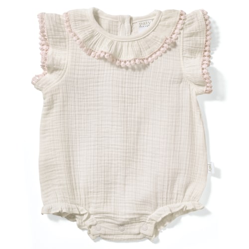 Paty Organic Cotton Muslin Bubble with Pom Trim