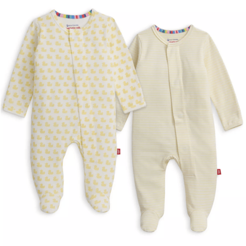 Organic Cotton Magnetic Footie 2 Pack Bundle - Baby 0-3M Yellow