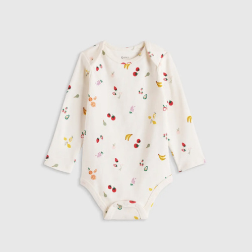 100% Organic Cotton Long Sleeve Bodysuit - Baby in Safari