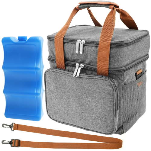 FUYGRCJ Breastmilk Cooler Bag with Ice Pack, Waterproof Insulated Baby Bottle Tote with Shoulder Strap, Double Layer Baby Bottle Tote Portable for Outside Picnic