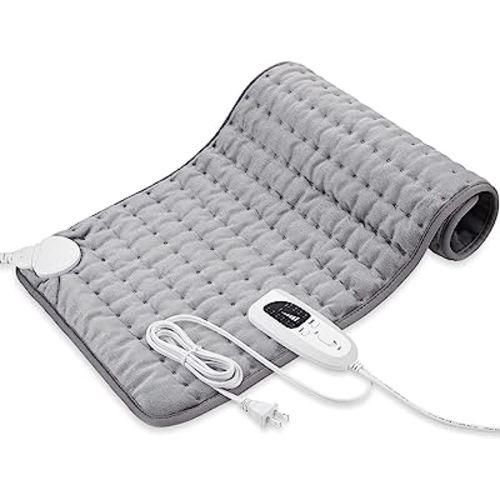 Heating Pad - Electric Heating Pads - Hot Heated Pad for Back Pain Muscle Pain Relieve - Dry & Moist Heat Option - Auto Shut Off Function (Light Gray, 12''×24'')