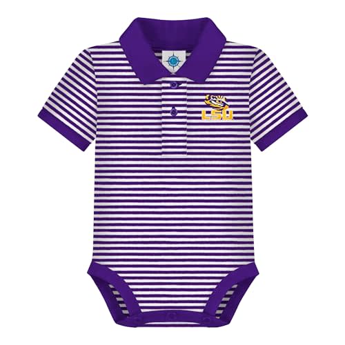 Creative Knitwear College Baby Striped Polo Bodysuit - Team Logo, Multiple Colors, for Boys & Girls (0-12 Months)