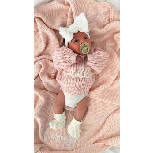 SCALLOP PERSONALISED BABY BLANKET | BABY PINK