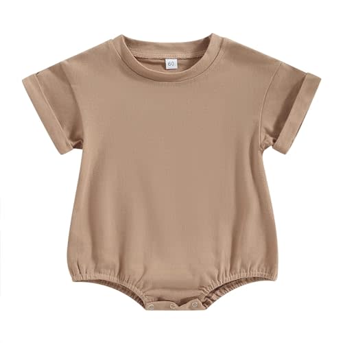 Kutersbabi Unisex Baby Boy Girl Clothes Infant Summer Oversized Bubble Romper Toddler Baby Plain Short Sleeve Jumpsuit