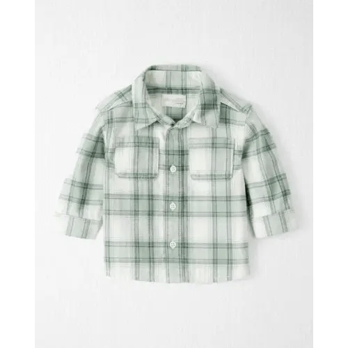 Baby Boy Organic Cotton Herringbone Button-Front Shirt in Plaid - Little Planet | Carter's