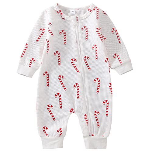 Mubineo Baby Girl Boy Christmas Romper Jumpsuit Long Sleeve Zipper Outfits Clothes