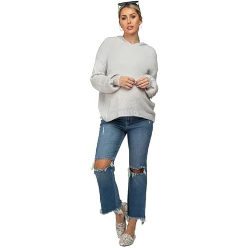 PinkBlush Frayed Wide Leg Cropped Maternity Jeans