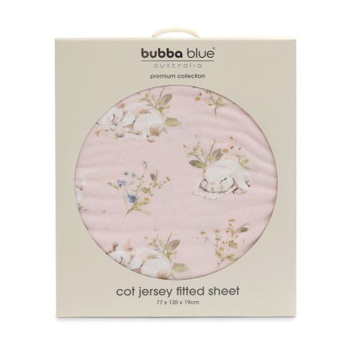 Bubba Blue Jersey Cot Fitted Sheet Sleeping Bunny